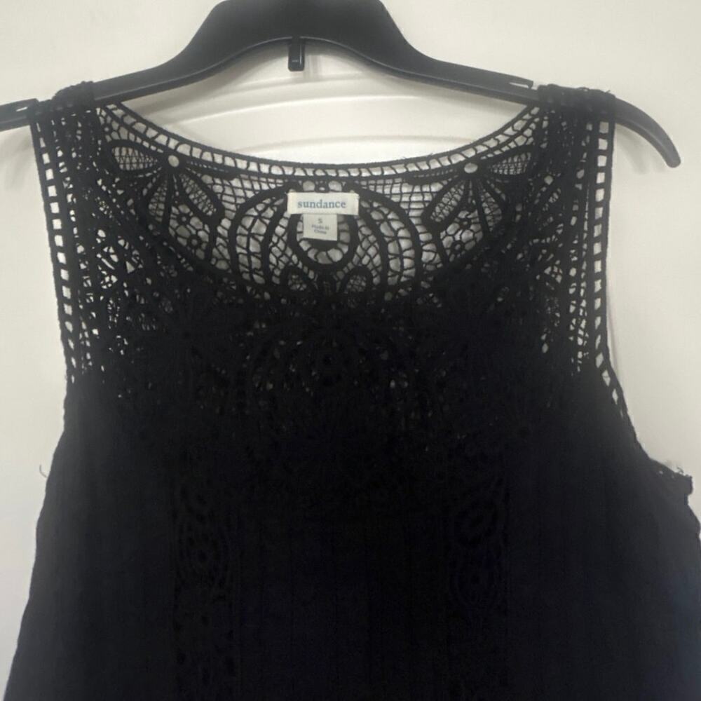 SUNDANCE Amira Black Lace Crochet Cotton Sleeveless Dress Size Small - Picture 12 of 13